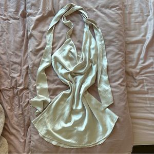 🤍 Ivory Silk Halter Dress